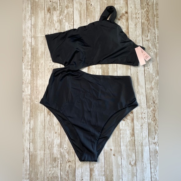 🆕 VICTORIA'S SECRET VS SWIM Twist Monokini One-Piece Swimsuit Medium Black - Picture 4 of 13
